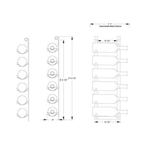 Le Rustique LR1 6 Bottle Wall Mounted Wine Racks Specifications.