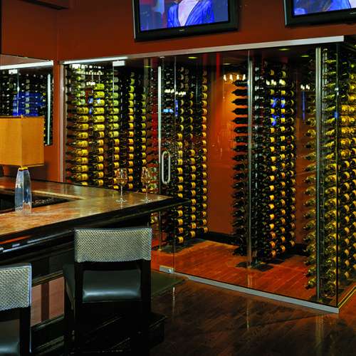 Glass Floor to Ceiling Wine Racks
