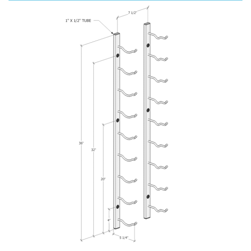 WS31 9 Bottle Wall Mounted Wine Racks Specifications