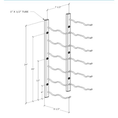 WS22 12 Bottle Wall Mounted Wine Racks Specifications