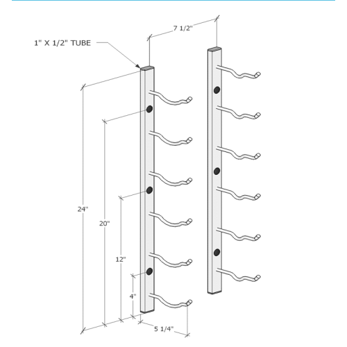 WS21 6 Bottle Wall Mounted Wine Racks Specifications