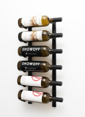 Wall Series 6 Bottle Metal Wine Rack in Satin Black Finish