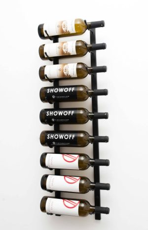 Wall Series 9 Bottle Metal Wine Rack in Satin Black Finish