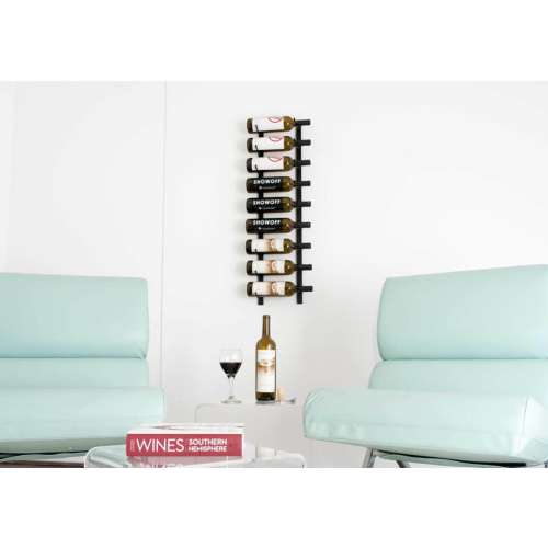 Wall Series 9 Bottle Metal Wine Rack in Satin Black Finish. WS31