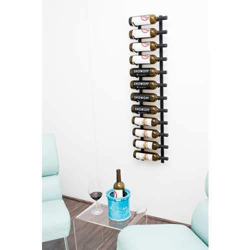 Wall Series 12 Bottle Metal Wine Rack in Satin Black Finish. WS41