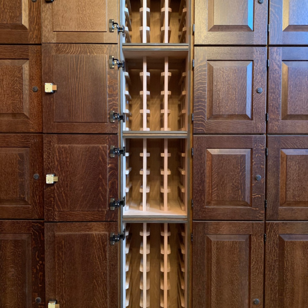 wine lockers, wood wine lockers, custom wine lockers, wine locker storage, wine storage lockers